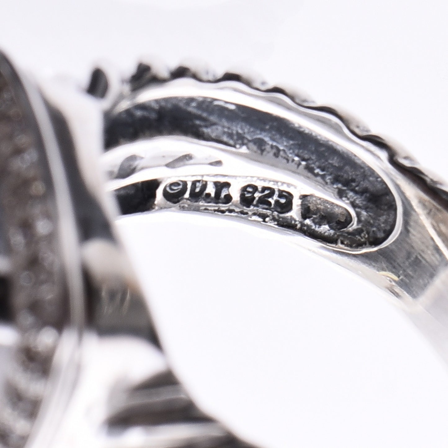 Sterling Silver Diamond 11mm Albion Pave Ring 53 6.5