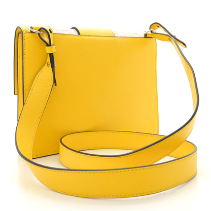 Fendi Canvas Vitello King FF Embroidered Medium Flat Baguette Grezzo Limone 3 of 13