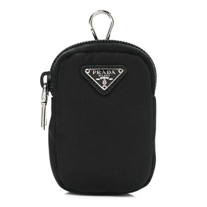 Prada Re-Nylon Pocket Triangle Padded Mini Key Chain Pouch Black 1 of 6