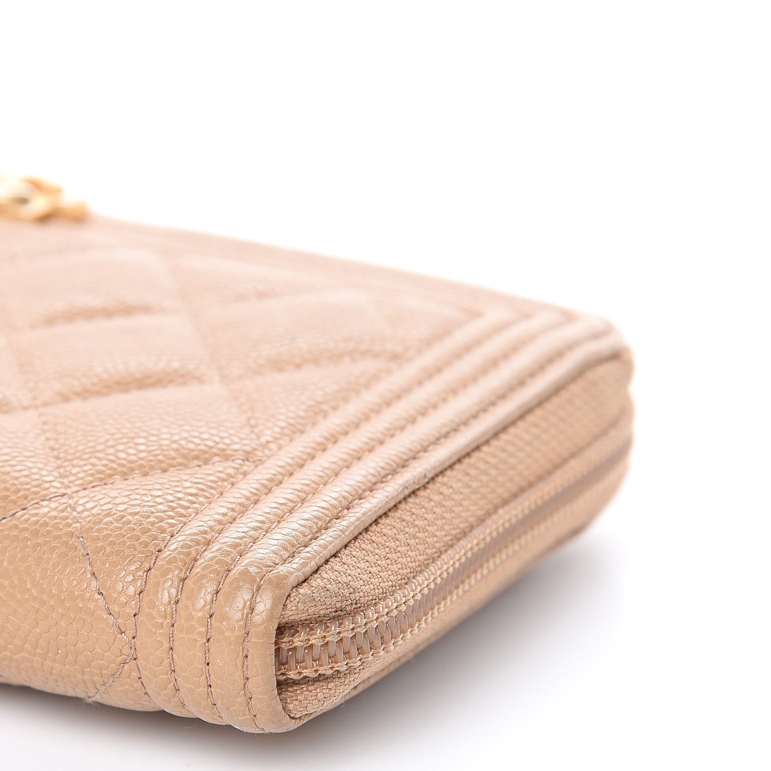Chanel Caviar Quilted Boy Long Zip Around Wallet Beige 10 of 18