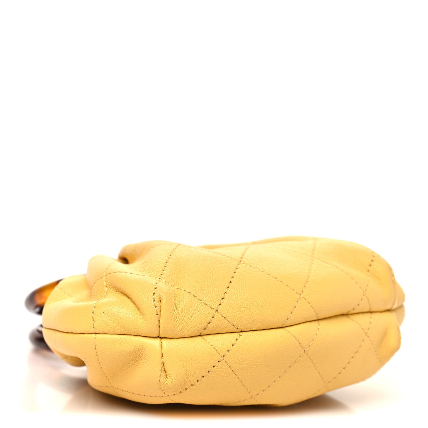 Chanel Lambskin Plexiglass Tortoise Shell Quilted Mini Pouch Yellow 5 of 11