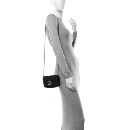 Gucci Calfskin Matelasse Super Mini GG Marmont Shoulder Bag Black 2 of 10