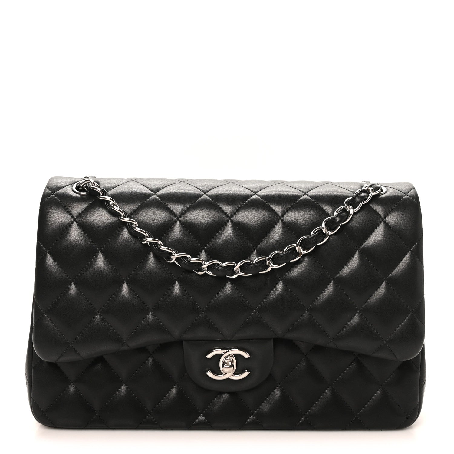 Chanel Lambskin Quilted Jumbo Double Flap Black 1 of 10