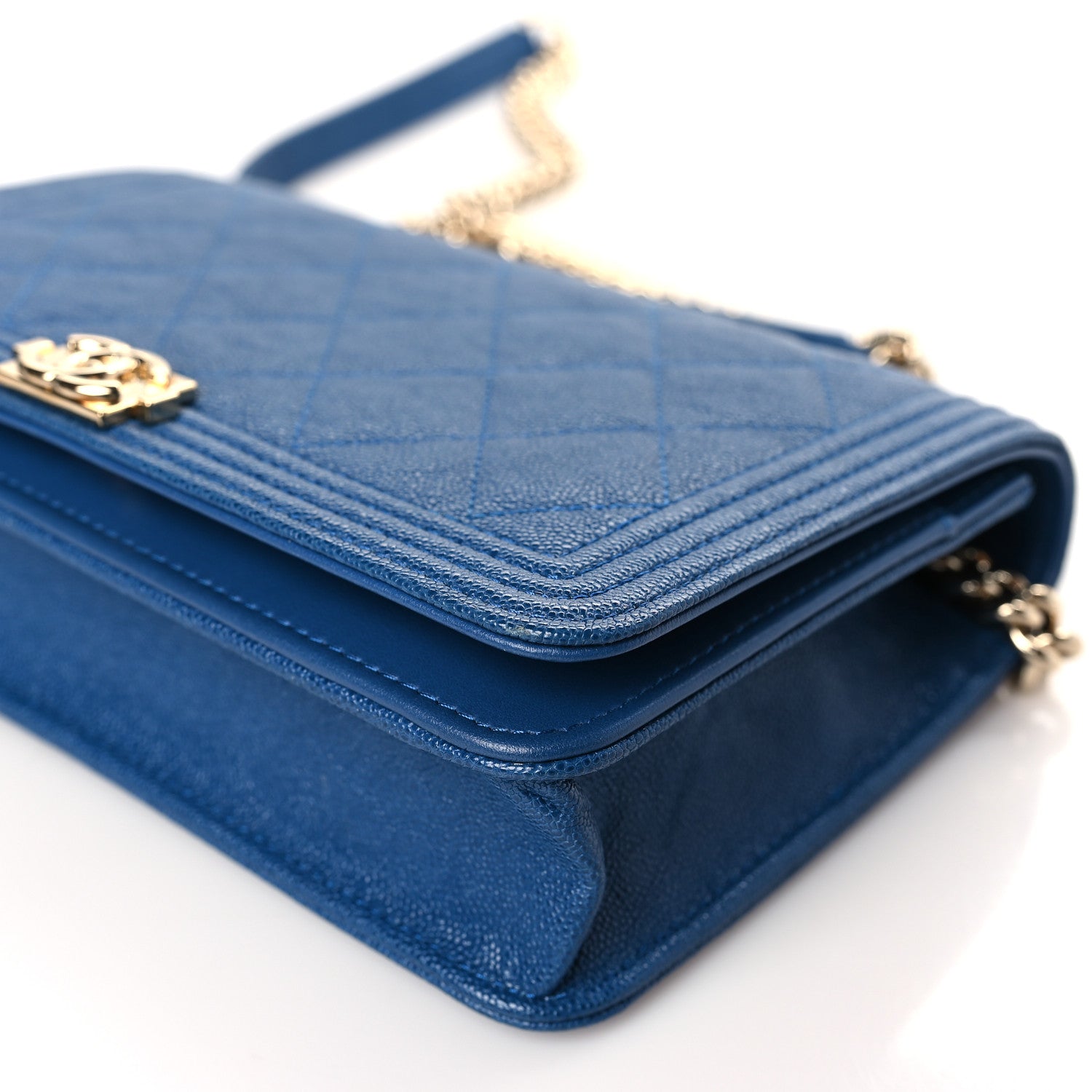 Chanel Caviar Quilted Boy Wallet On Chain WOC Blue 9 of 9