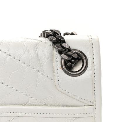 Saint Laurent Crinkled Calfskin Matelasse Monogram Medium Niki Chain Satchel Dirty White 15 of 16
