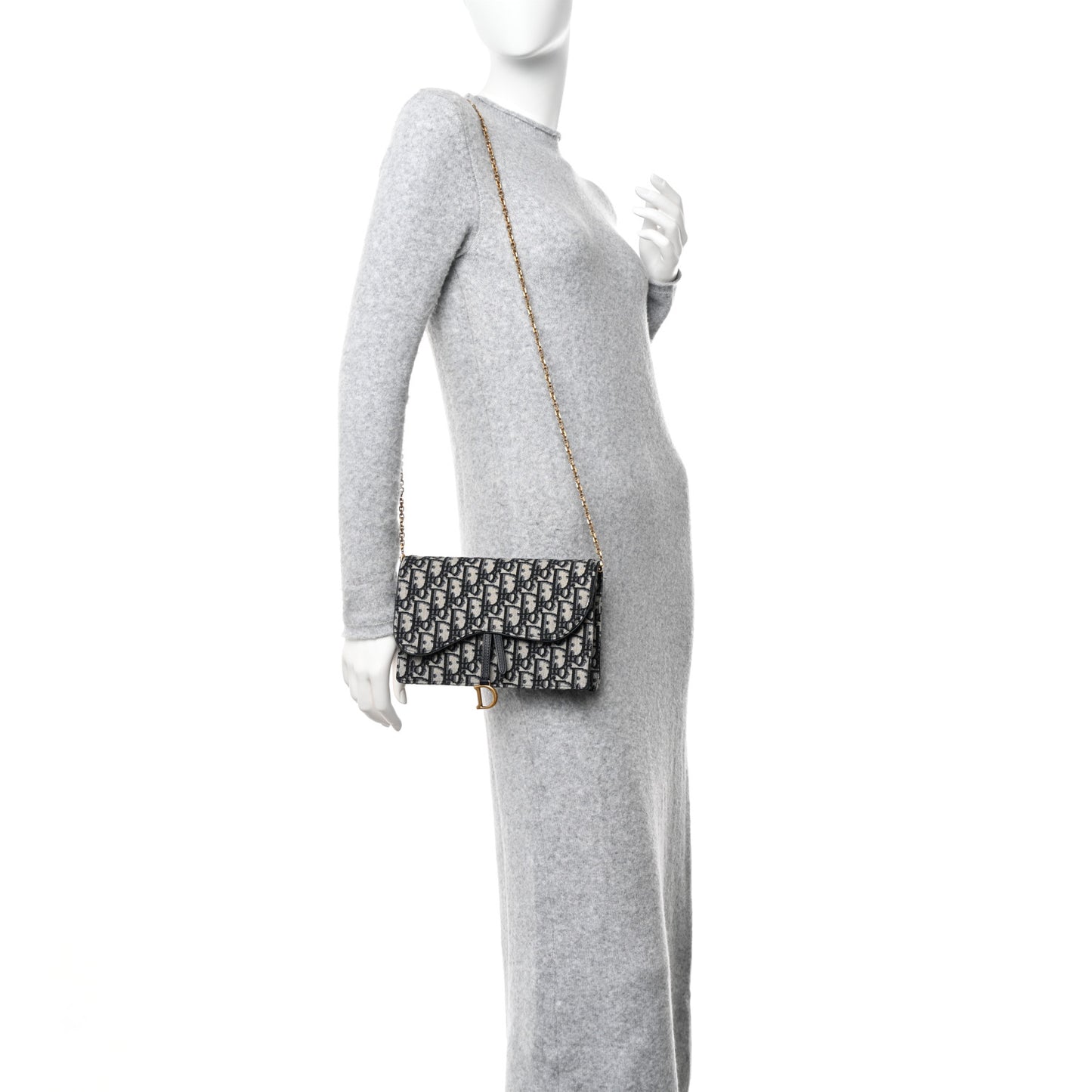 Oblique Saddle Chain Pouch Blue