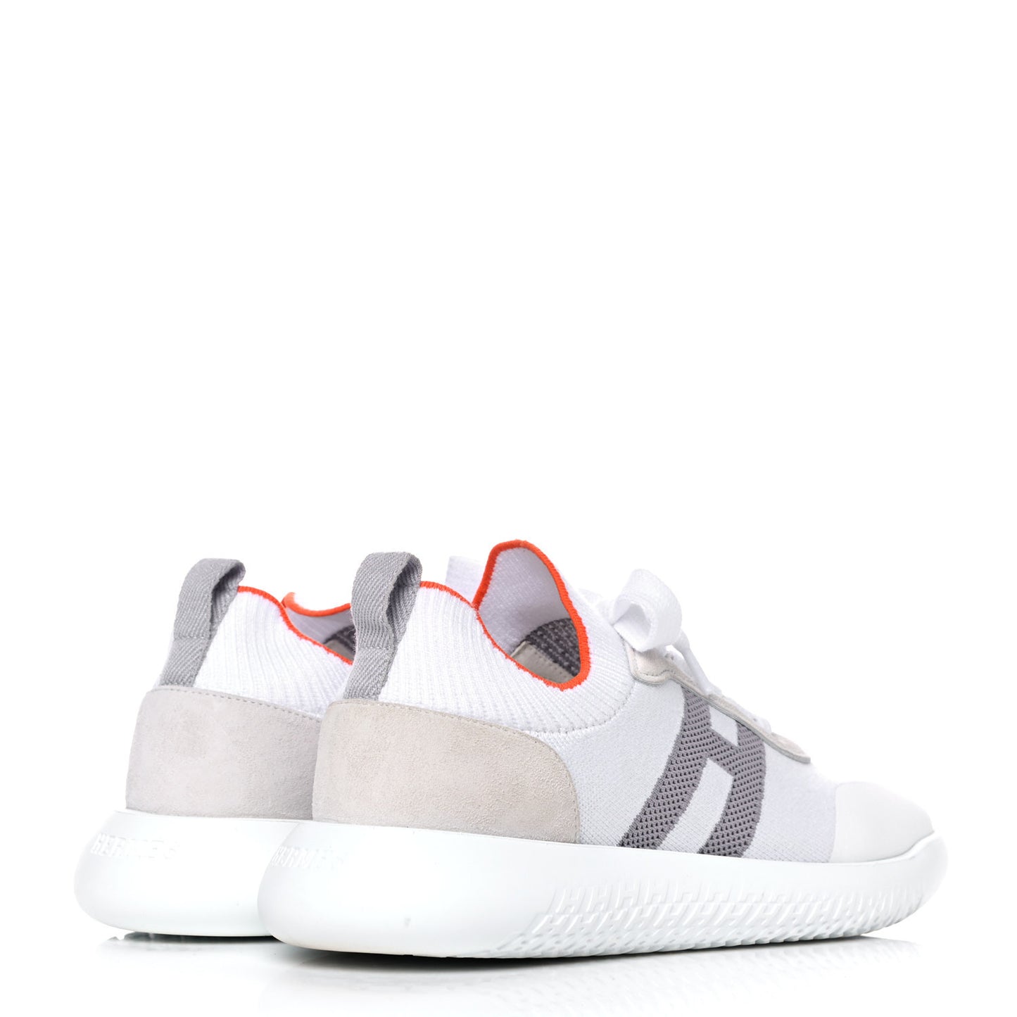 Knit Suede Goatskin Womens Crew Sneakers 36.5 White Gris