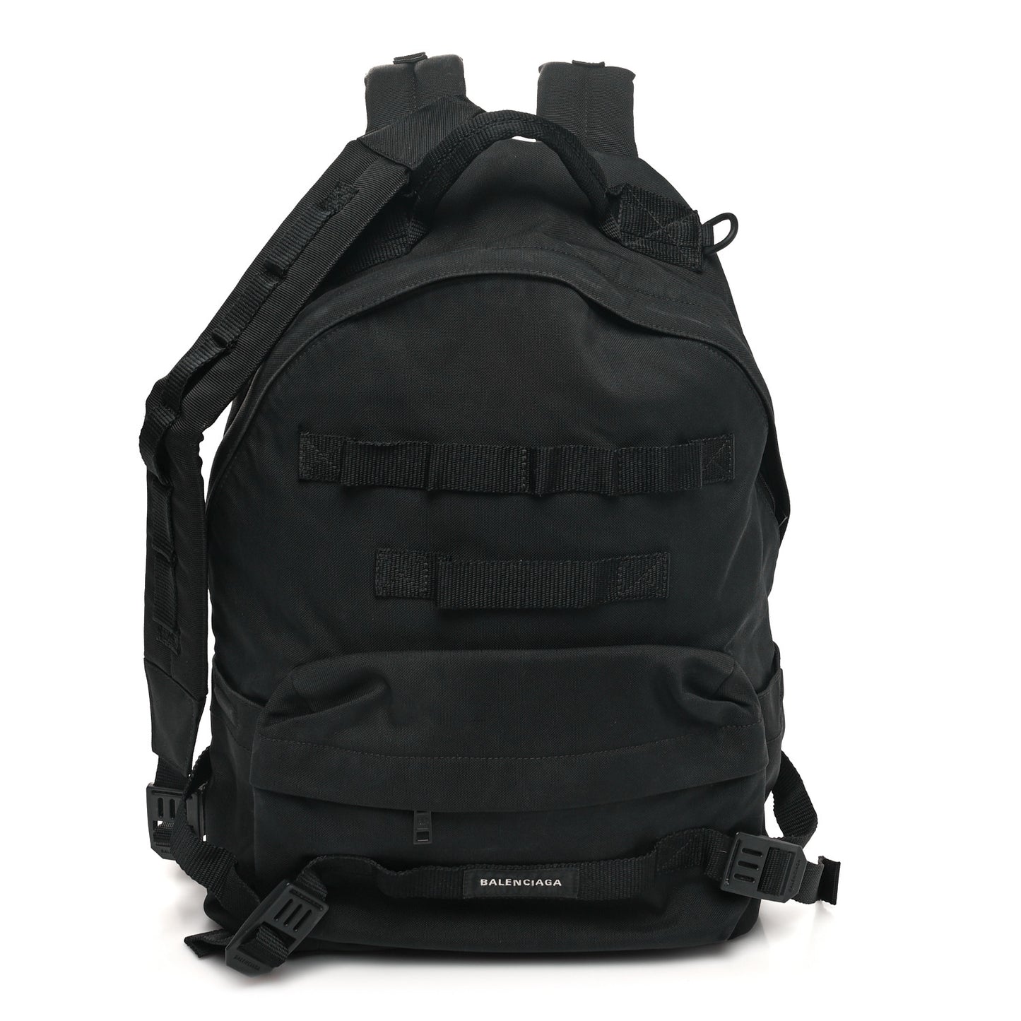 Nylon Logo Embroidered Medium Army Multicarry Backpack Black