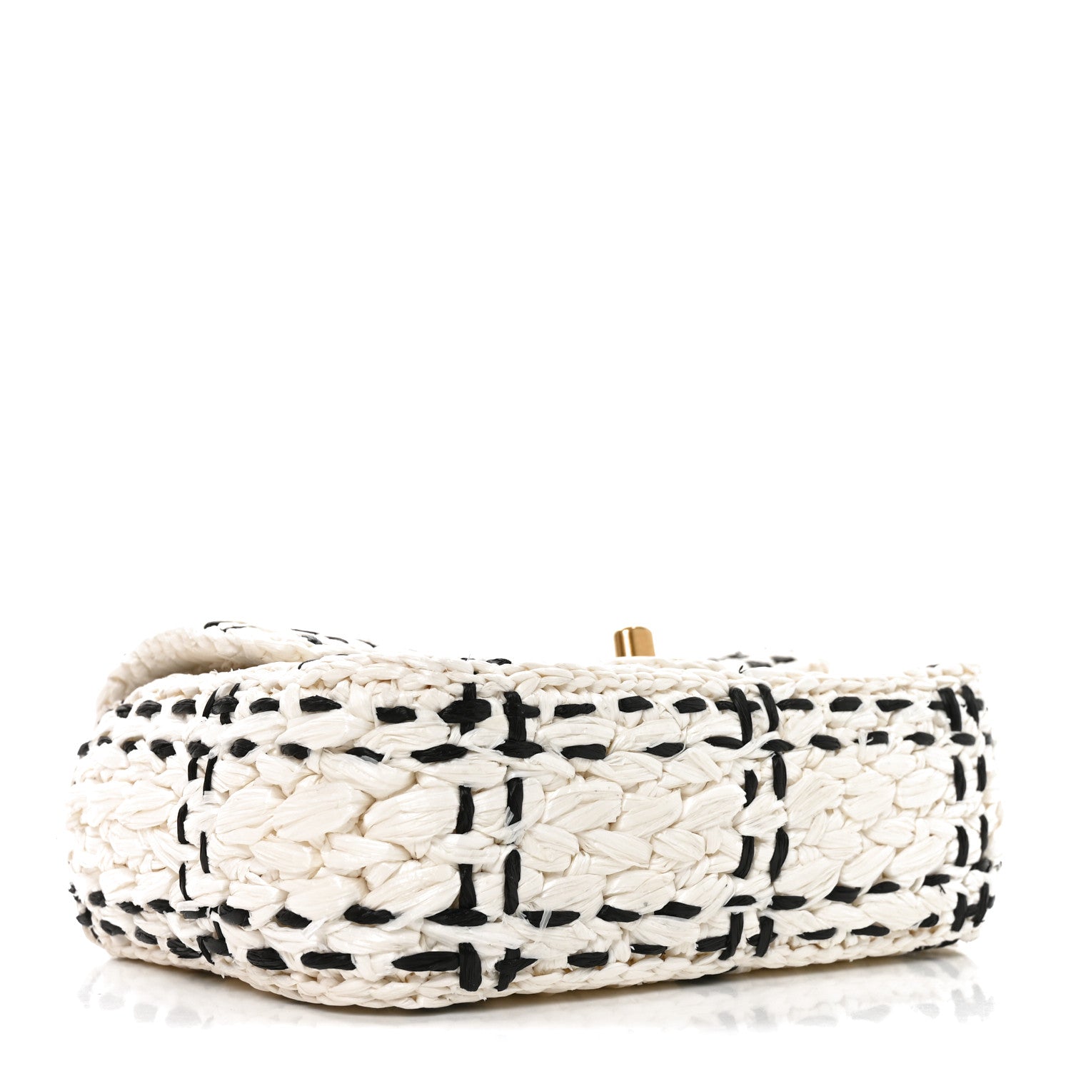 Chanel Raffia Effect Tweedy Mini Flap Bag White Black 7 of 21