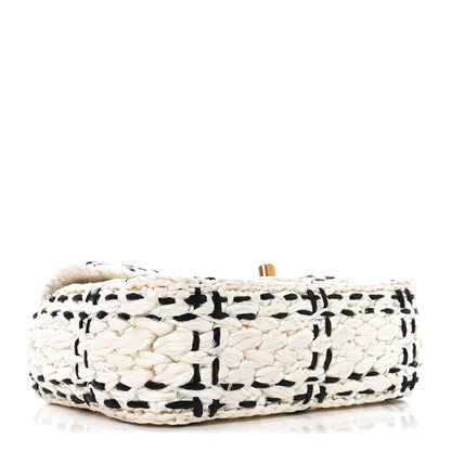 Chanel Raffia Effect Tweedy Mini Flap Bag White Black 7 of 21