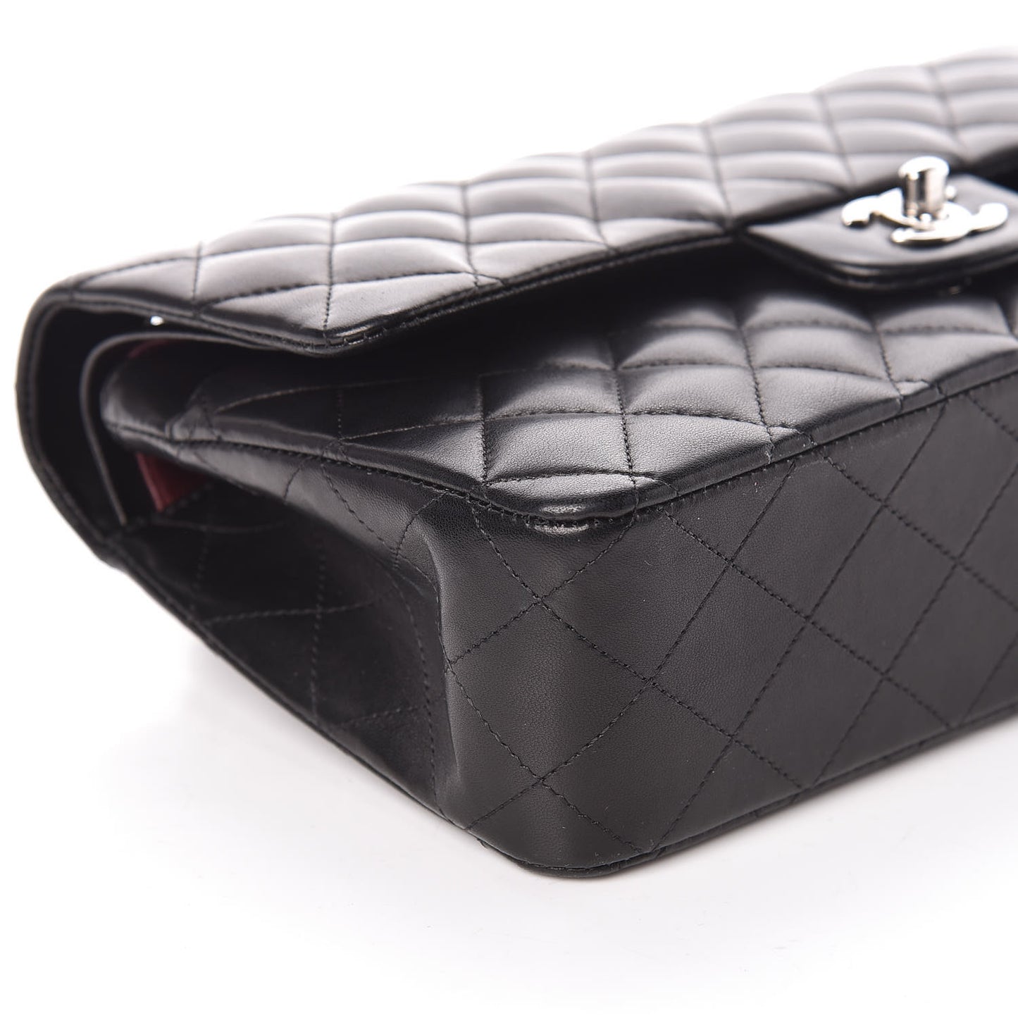 Lambskin Quilted Medium Double Flap Black