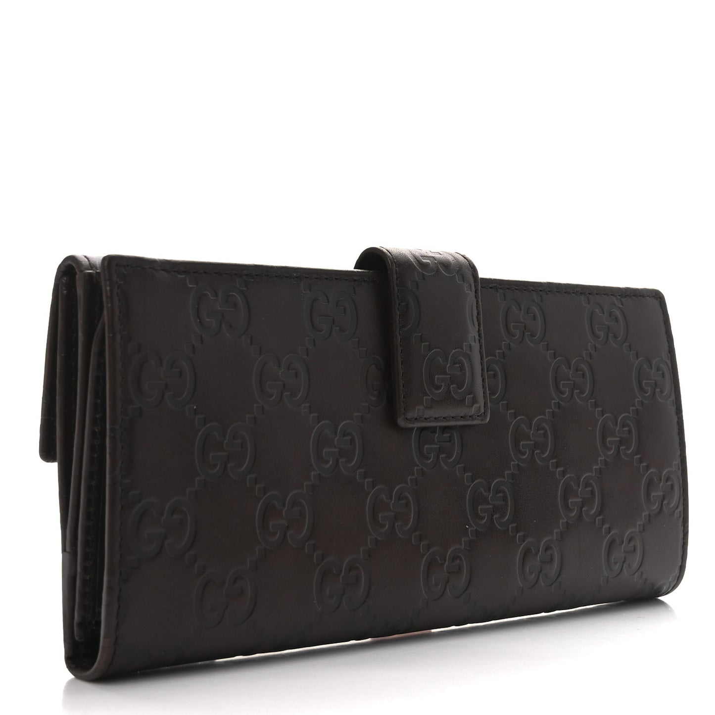 Guccissima Margaux Calfskin Metal Bar Continental Flap Wallet Chocolate