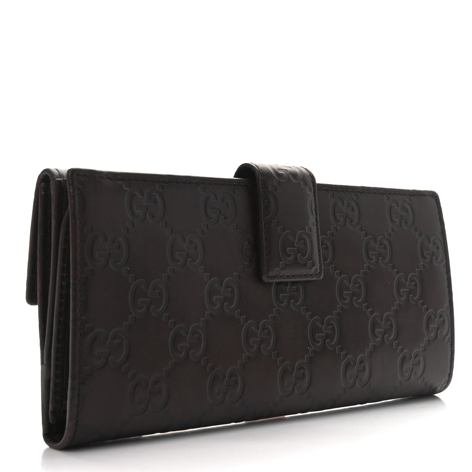 Gucci Guccissima Margaux Calfskin Metal Bar Continental Flap Wallet Chocolate 4 of 10