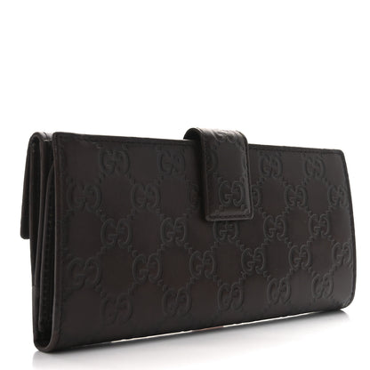 Gucci Guccissima Margaux Calfskin Metal Bar Continental Flap Wallet Chocolate 4 of 10