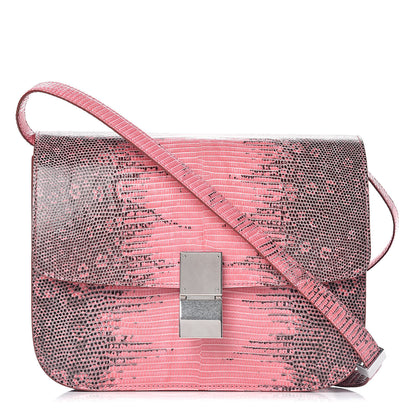 Celine Lizard Medium Classic Box Flap Bag Pink Grey 1 of 10