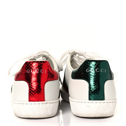 Gucci Calfskin Ayers Bee Embroidered Womens Ace Sneakers 37.5 White Green 5 of 8