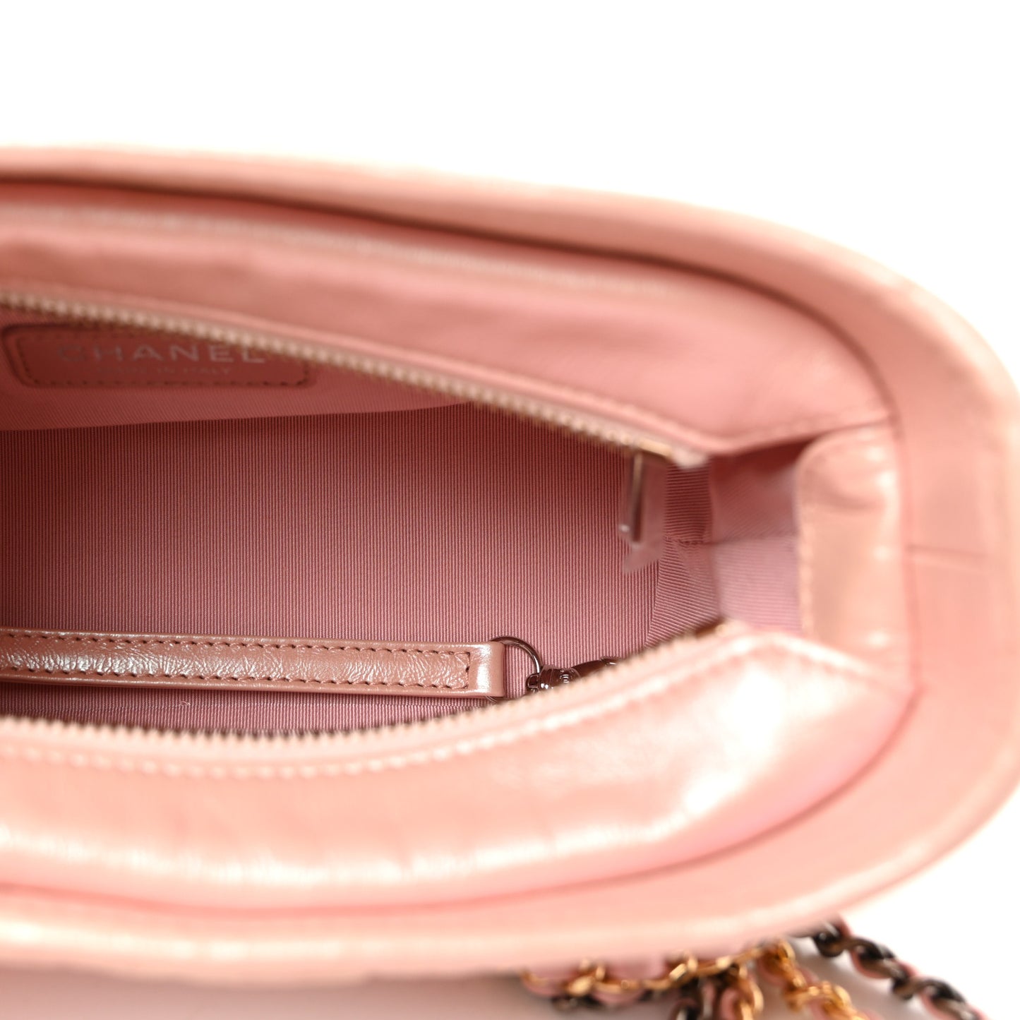 Iridescent Aged Calfskin Quilted Small Gabrielle Hobo Rose