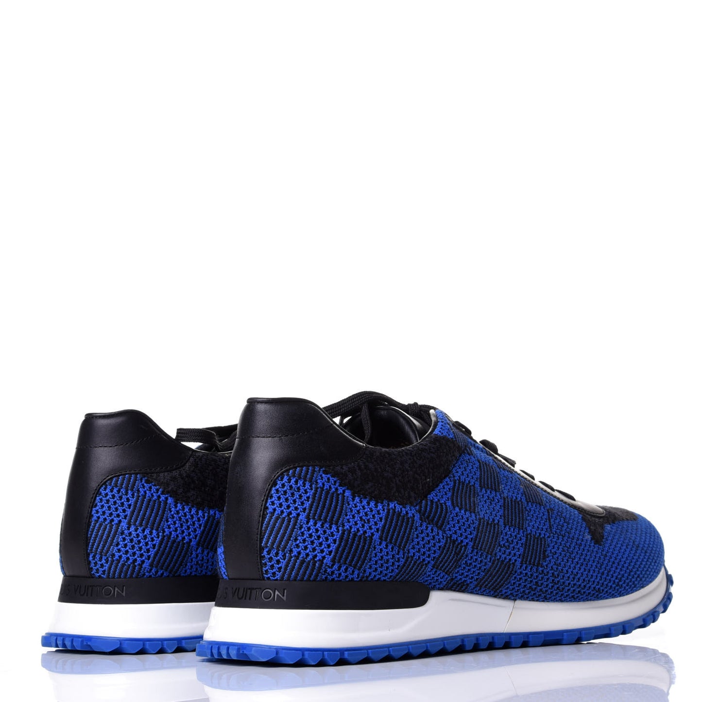 Calfskin Damier Mens Run Away Sneakers 10.5 Blue