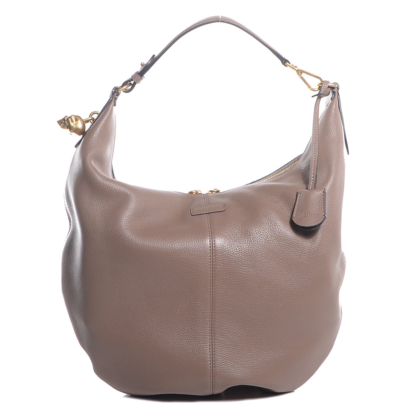 Pebbled Calfskin Skull Padlock Hobo Cocco