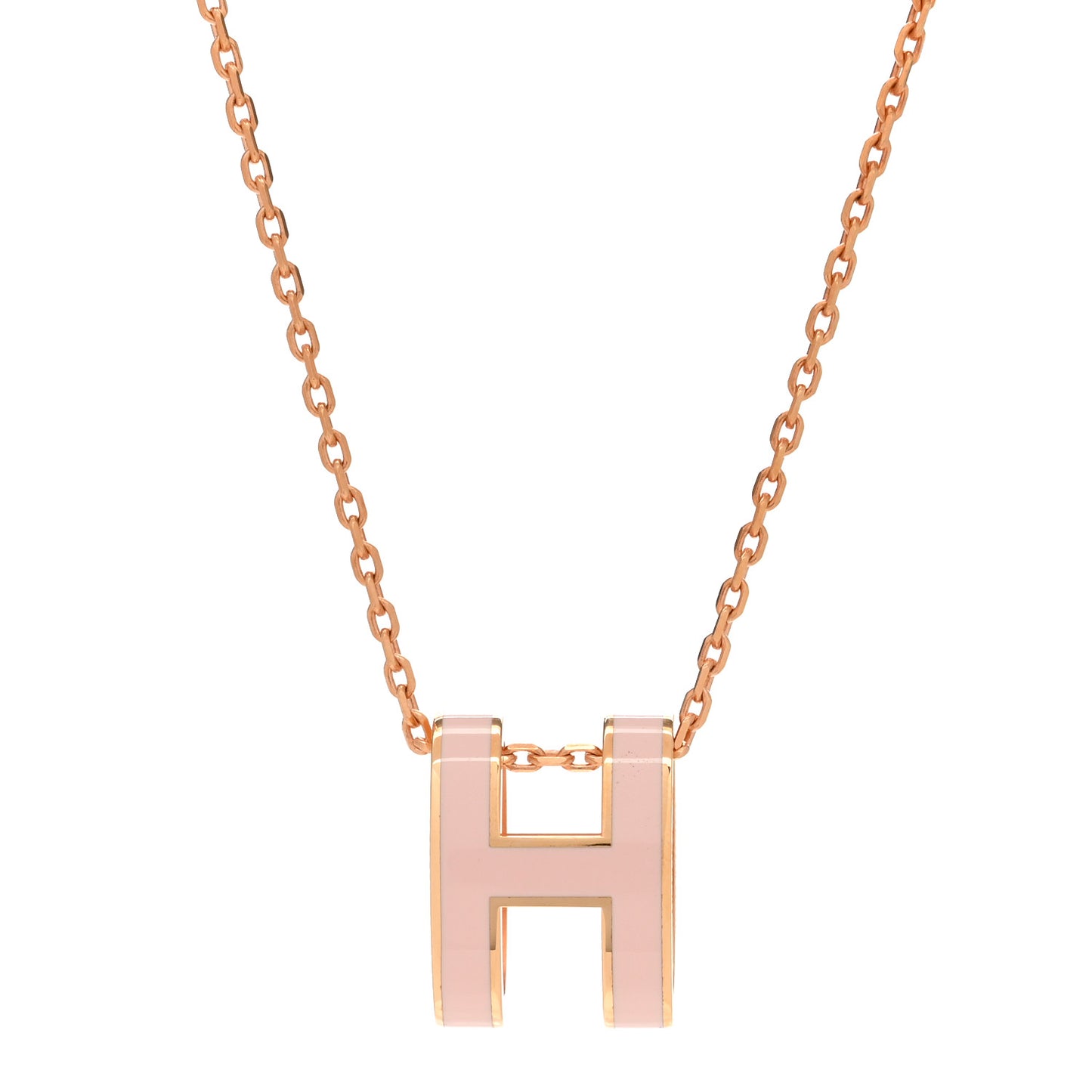 Lacquered Rose Gold Pop H Pendant Necklace Rose Dragee