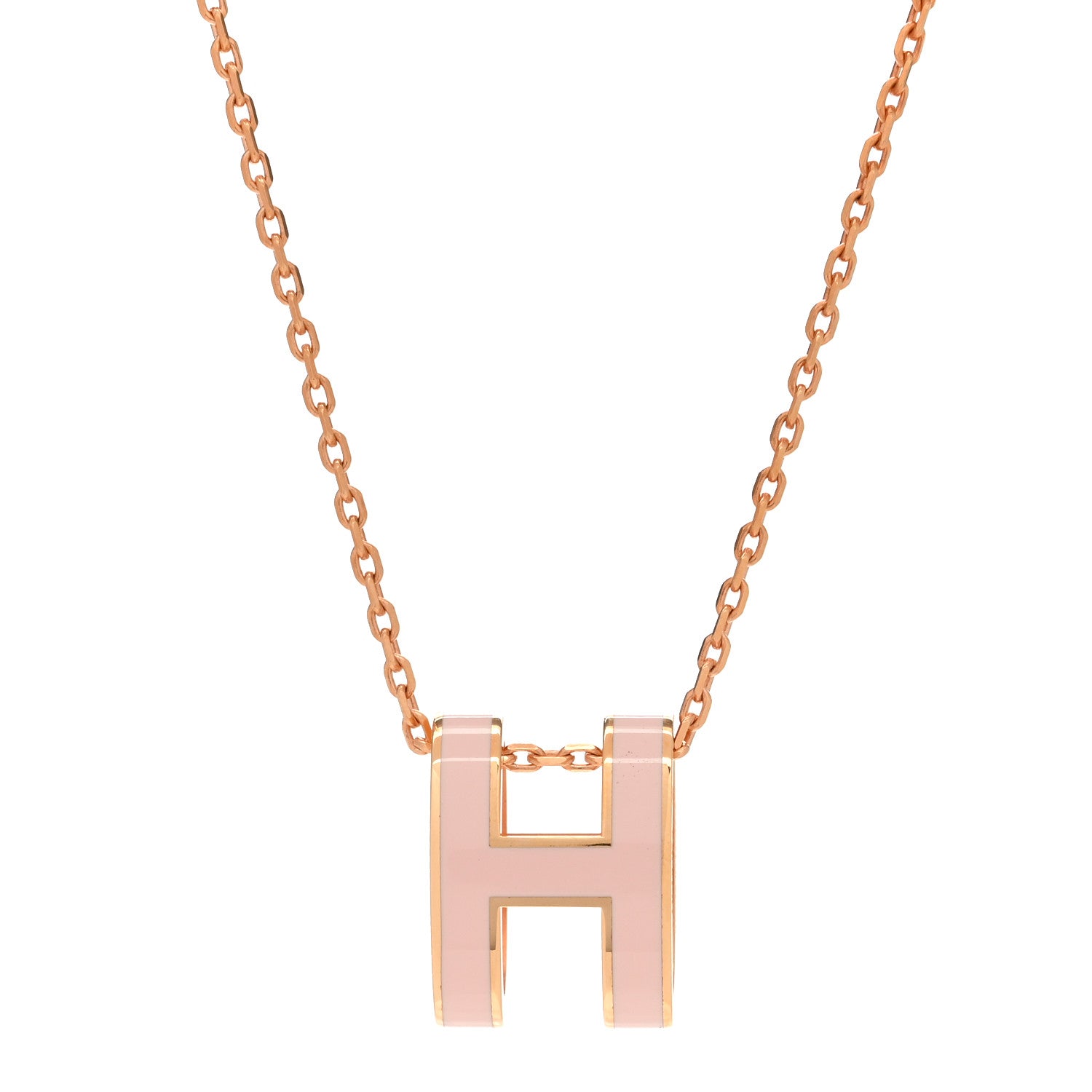 Hermes Lacquered Rose Gold Pop H Pendant Necklace Rose Dragee 4 of 6