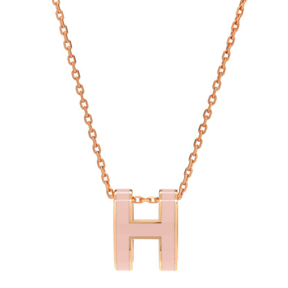 Hermes Lacquered Rose Gold Pop H Pendant Necklace Rose Dragee 4 of 6