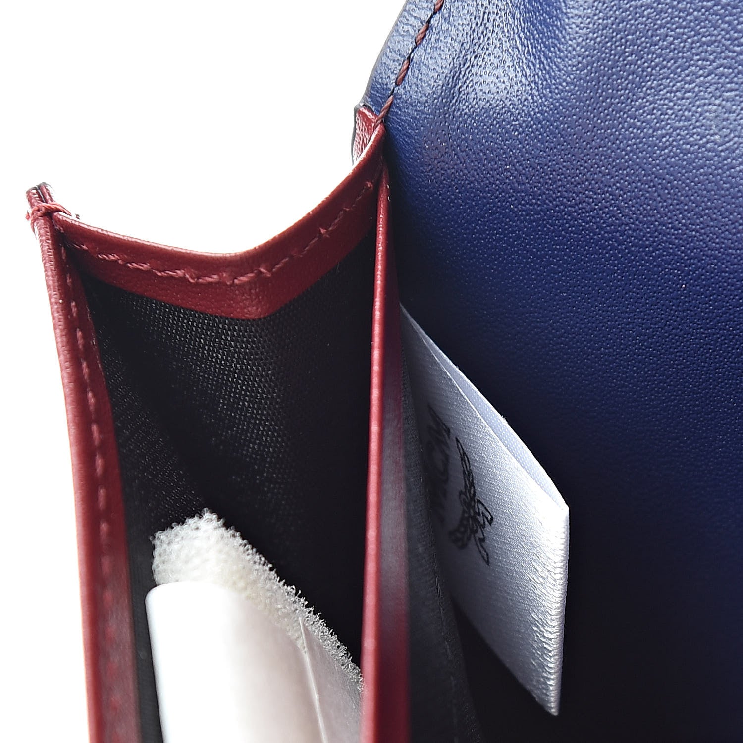 MCM Calfskin Bifold Long Wallet Pistol Blue 7 of 8
