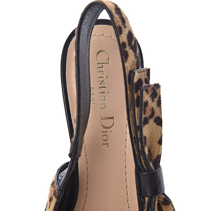 Christian Dior Calf Hair Lambskin Leopard Sweet D Slingback Pumps 37.5 5 of 8