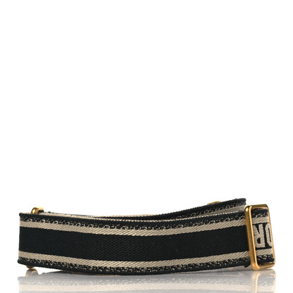 Christian Dior Canvas Embroidered Shoulder Strap Black White 2 of 3
