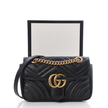 Gucci Calfskin Matelasse Mini GG Marmont Shoulder Bag Black 8 of 8