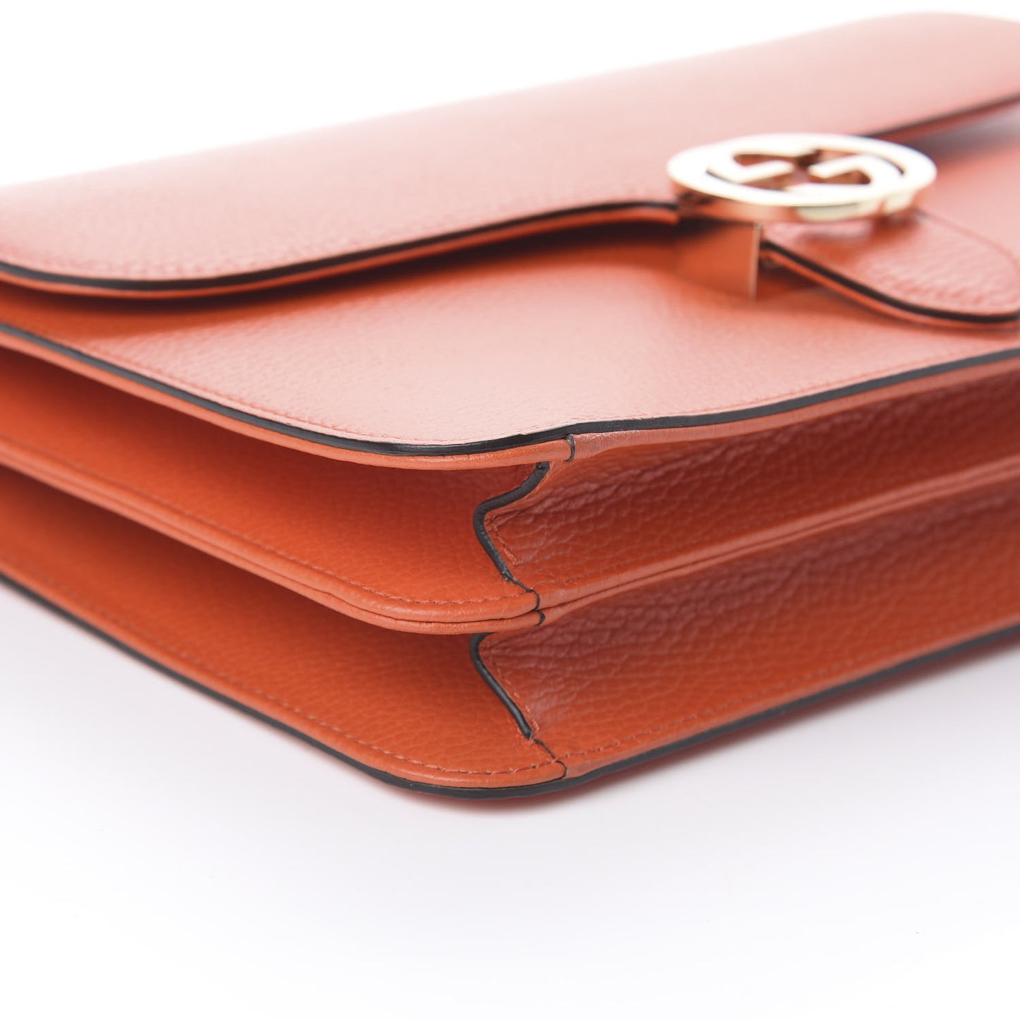 Dollar Calfskin Interlocking G Shoulder Bag Sun Orange