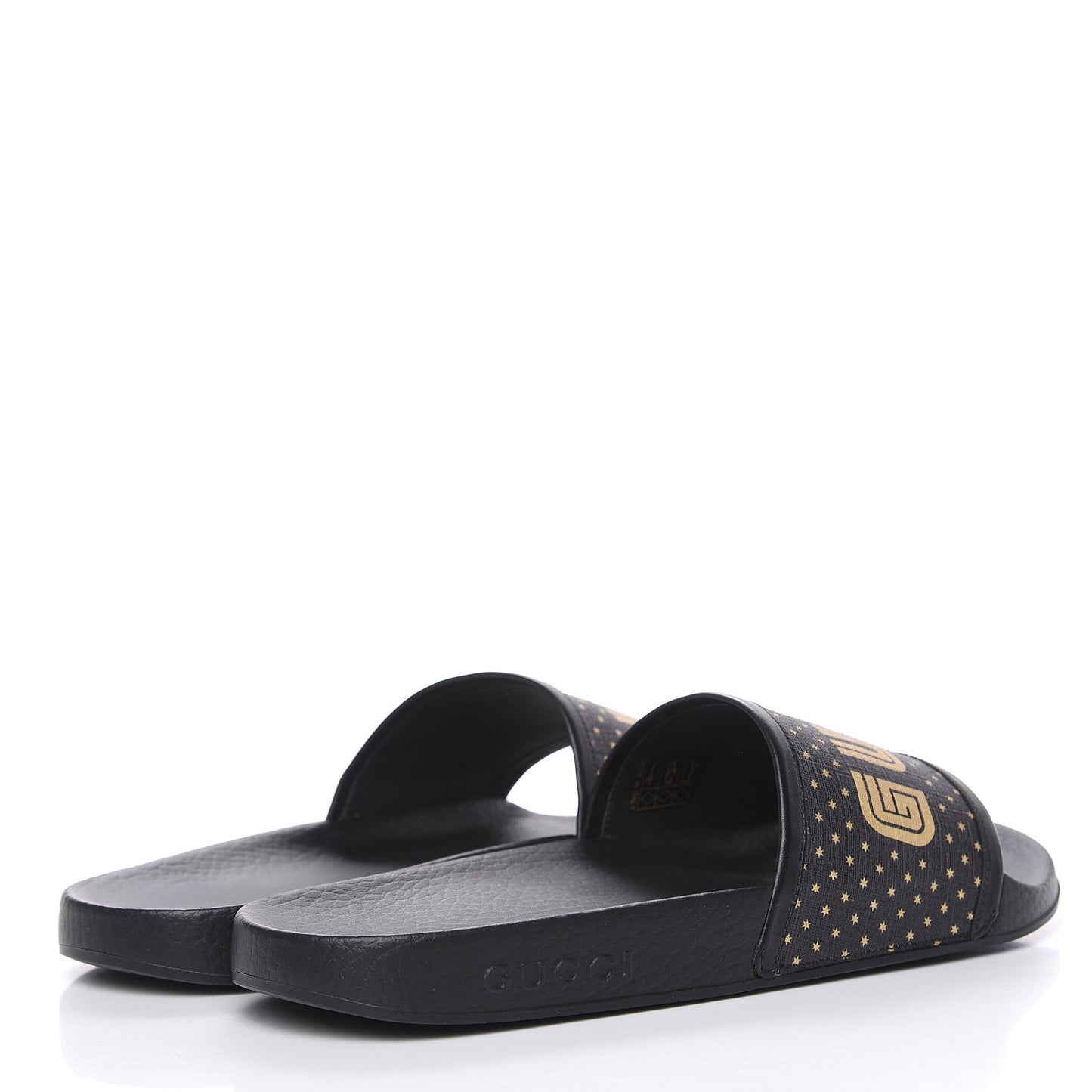 X SEGA Supreme Canvas GUCCY Stars Womens Slide Sandals 40 Black Gold