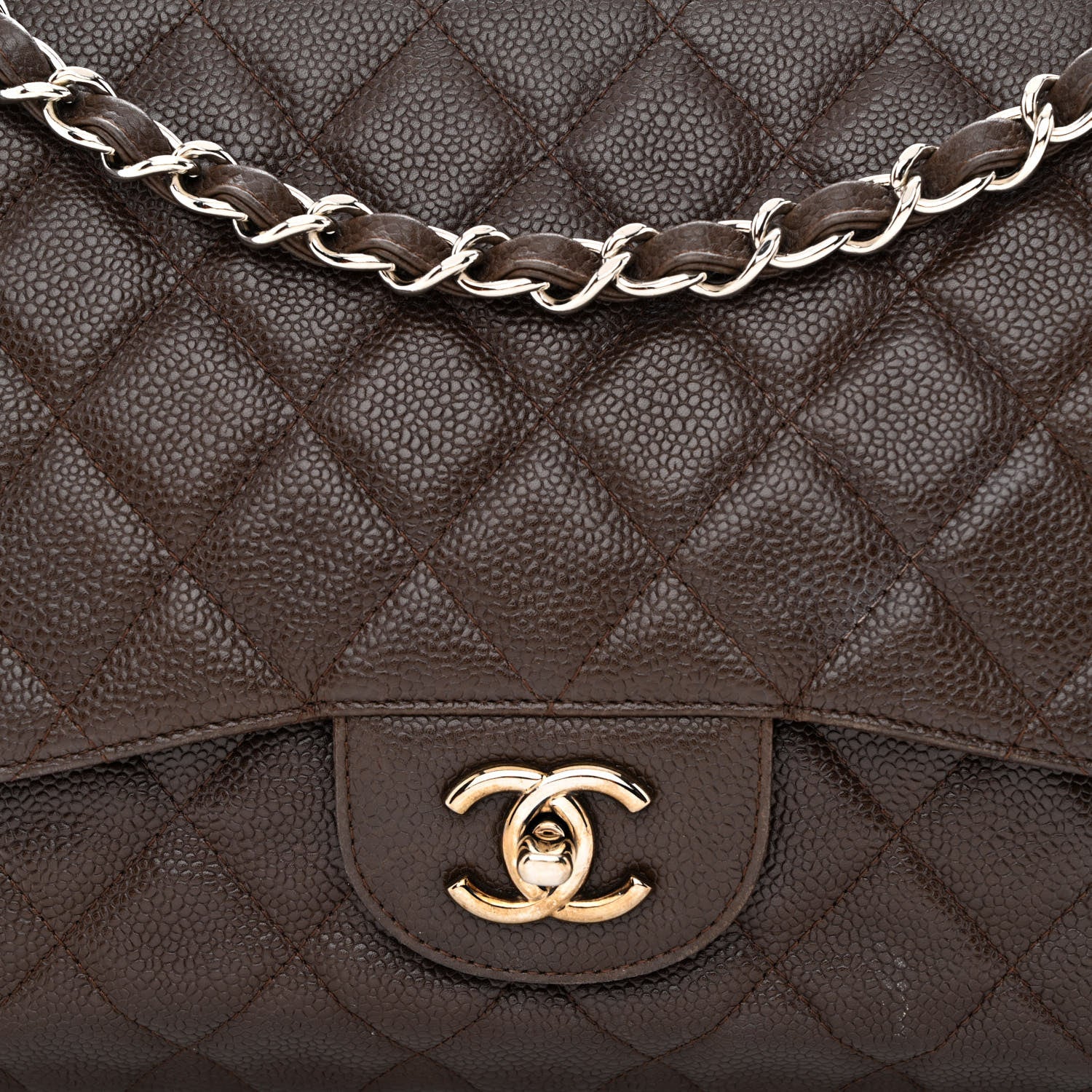 Chanel Caviar Quilted Jumbo Single Flap Dark Brown 8 of 10