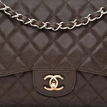 Chanel Caviar Quilted Jumbo Single Flap Dark Brown 8 of 10