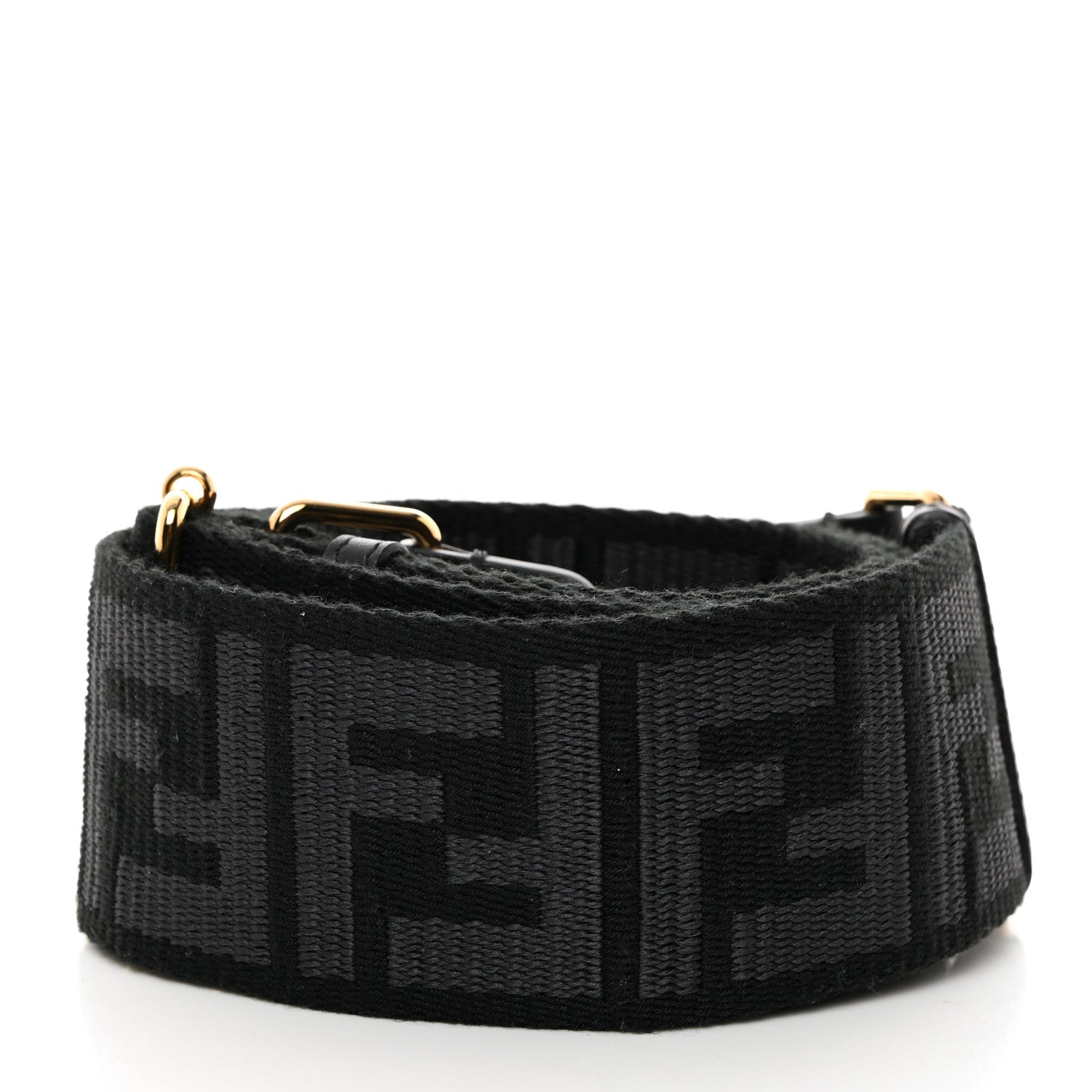Fendi Ribbon Vitello Seta FF 1974 Adjustable Strap You Black 2 of 5