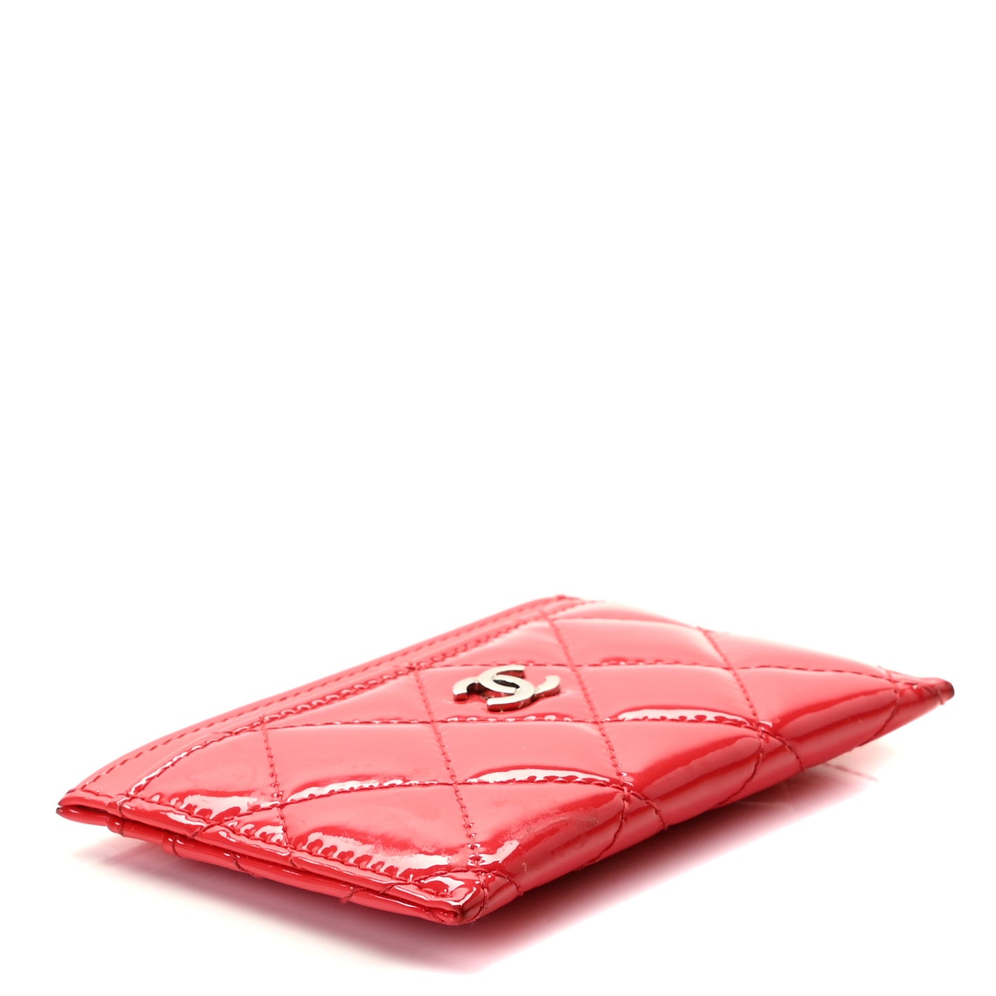 Patent Quilted Card Holder Red