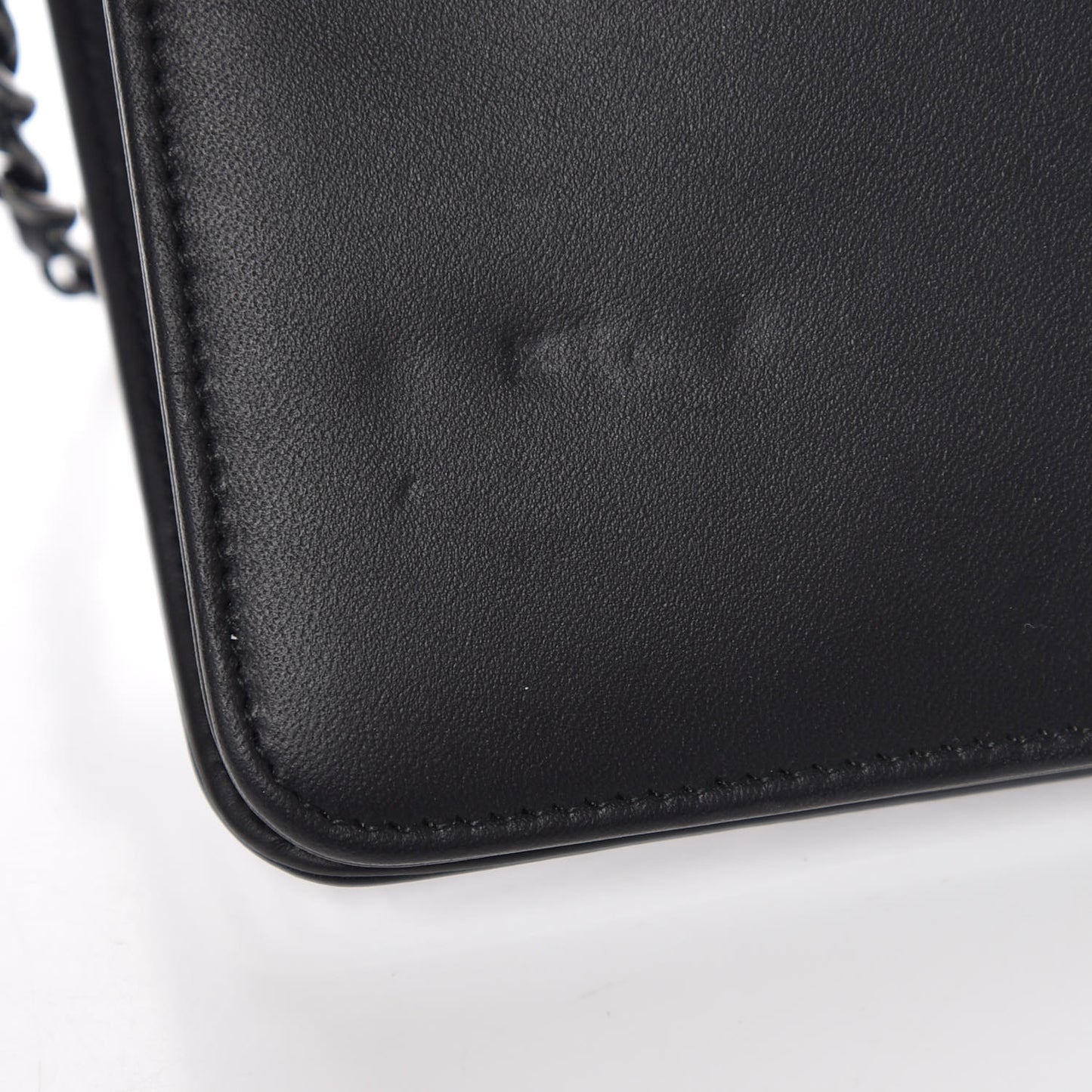 Calfskin Painted Chevron Embossed Boy Wallet On Chain WOC Black
