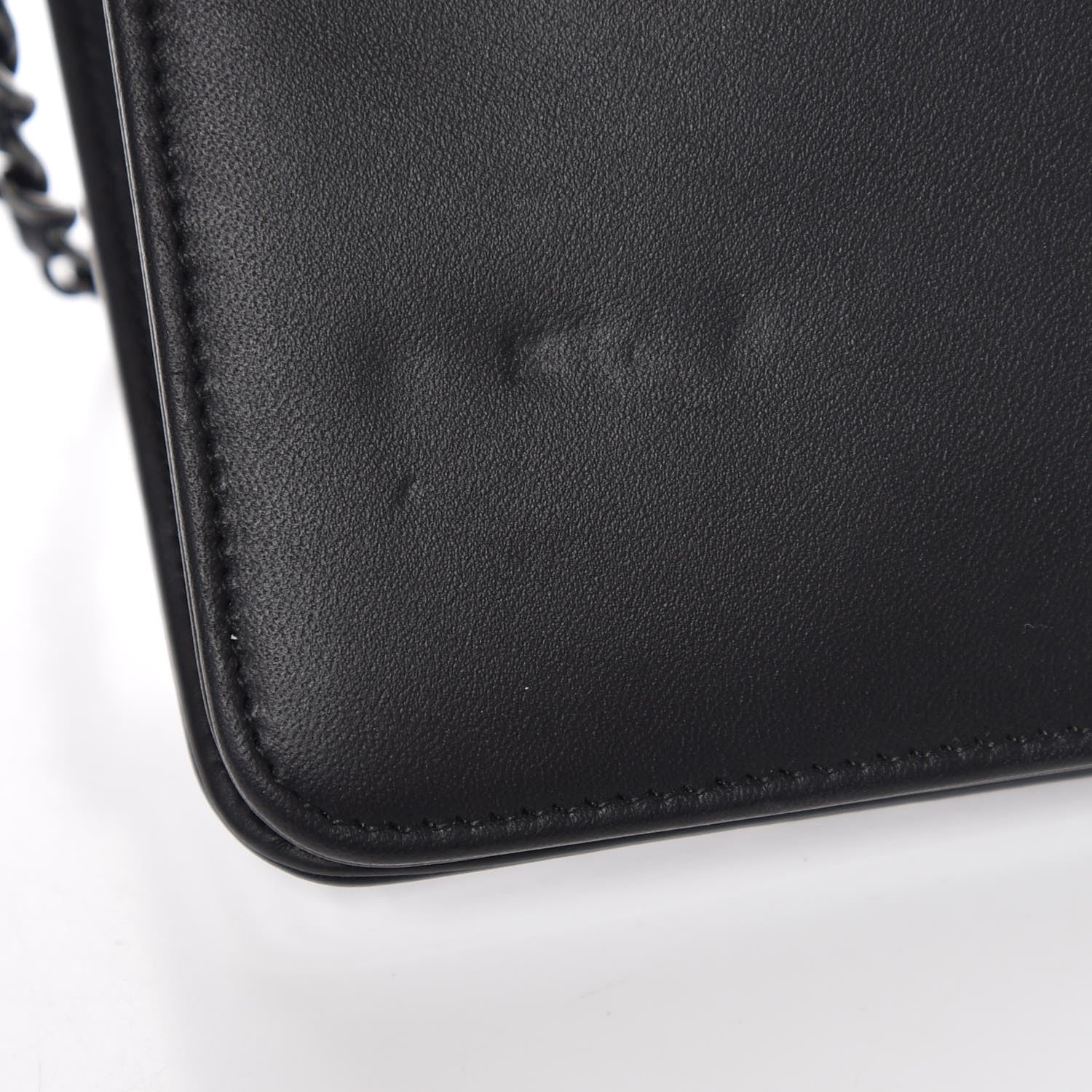 Chanel Calfskin Painted Chevron Embossed Boy Wallet On Chain WOC Black 14 of 15