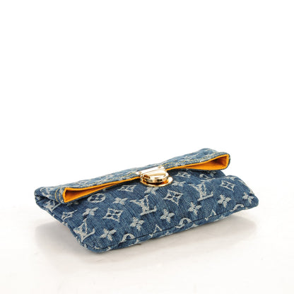 Louis Vuitton Monogram Denim Pochette Plat Clutch Blue 4 of 7