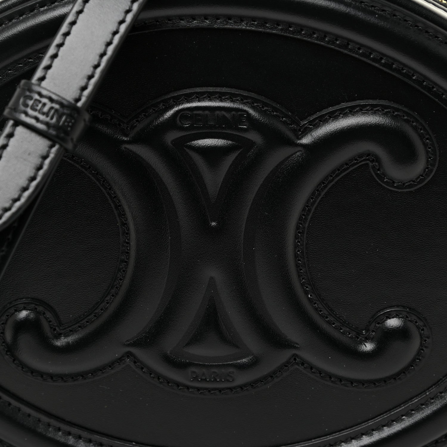 Celine Smooth Calfskin Cuir Triomphe Oval Bag Black 7 of 11