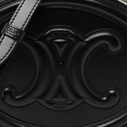 Celine Smooth Calfskin Cuir Triomphe Oval Bag Black 7 of 11