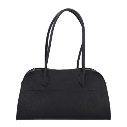 The Row Matte Grained Calfskin Margaux Shoulder 12 Black 1 of 8