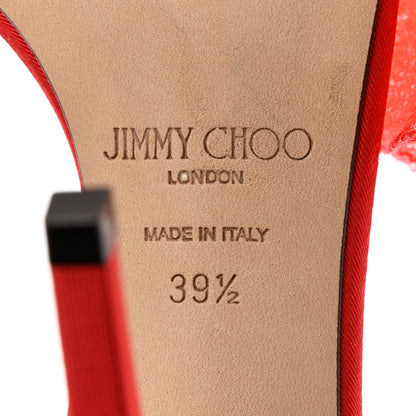 Jimmy Choo Grosgrain Aveline Bow 100 Sandals 39.5 Red 8 of 10