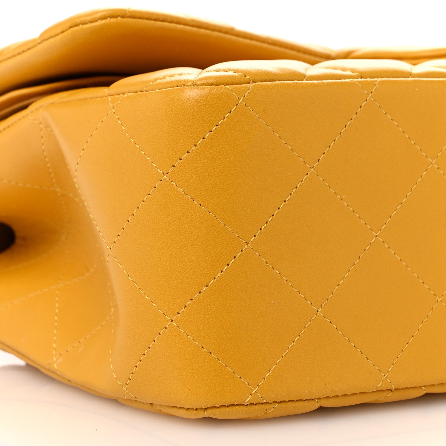 Chanel Lambskin Quilted Jumbo Double Flap Yellow 9 of 10