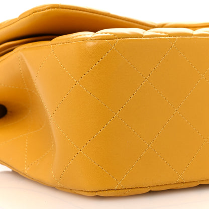 Chanel Lambskin Quilted Jumbo Double Flap Yellow 9 of 10