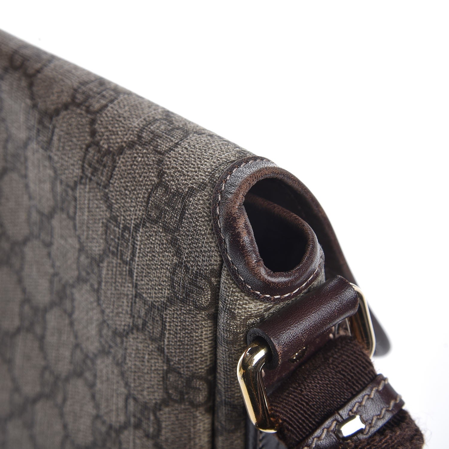 Gucci GG Supreme Monogram Selleria Calfskin Small Flap Messenger Bag Beige Ebony Cocoa Dark Chocolate 10 of 10