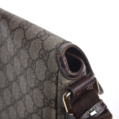 Gucci GG Supreme Monogram Selleria Calfskin Small Flap Messenger Bag Beige Ebony Cocoa Dark Chocolate 10 of 10