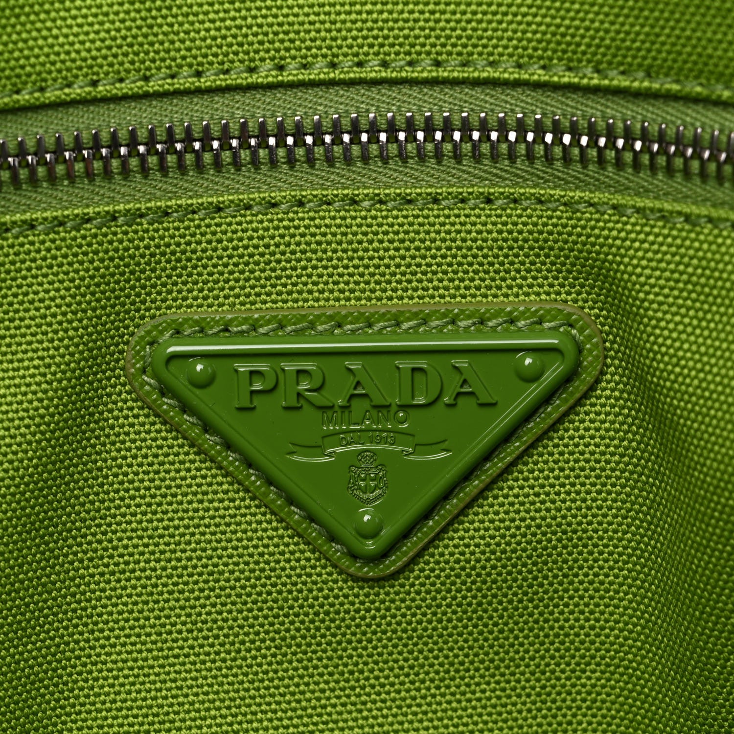 Prada Canapa Logo Embossed Large Triangle Shoulder Bag Felce 6 of 13