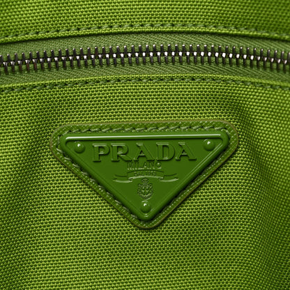 Prada Canapa Logo Embossed Large Triangle Shoulder Bag Felce 6 of 13