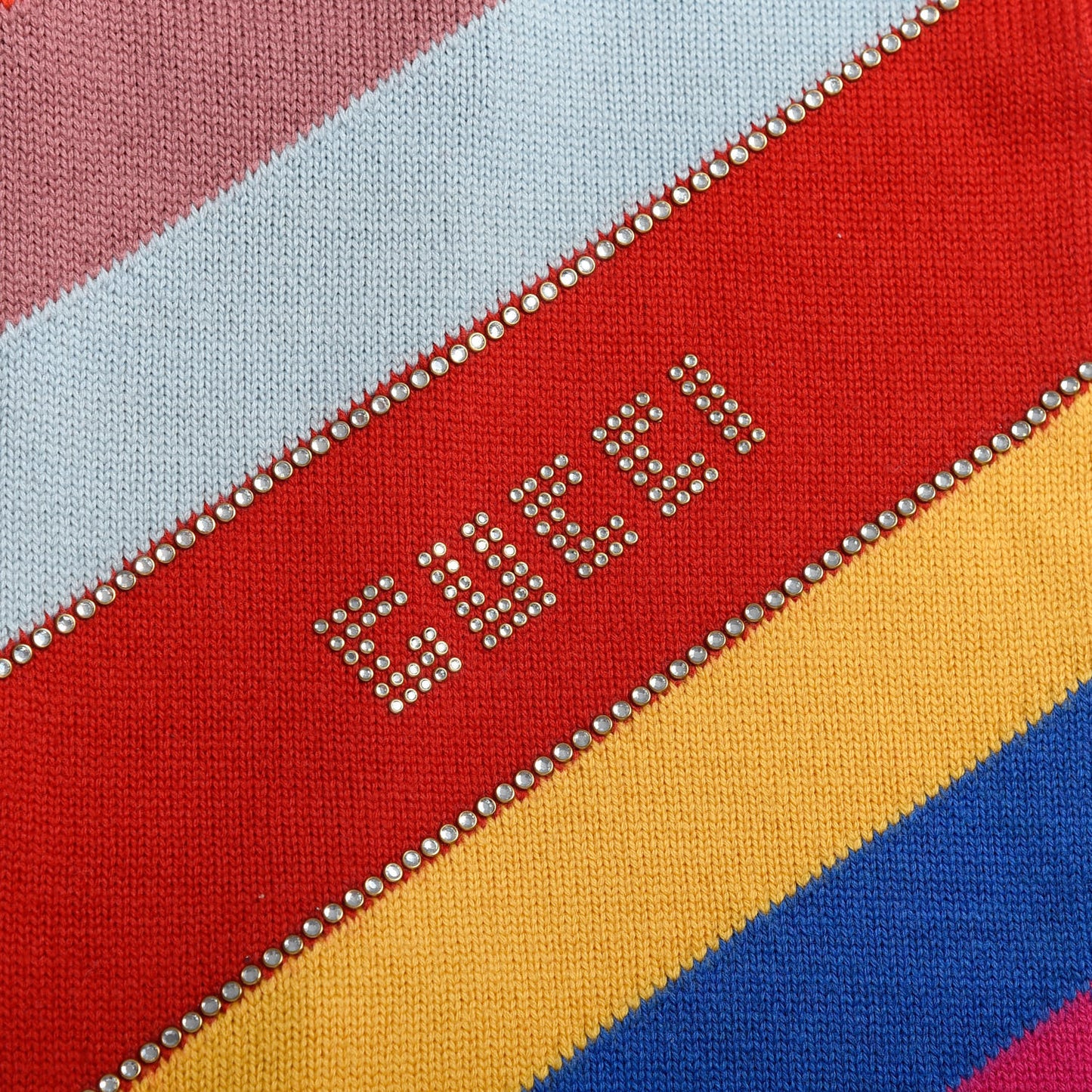 Wool Crystal Logo Stripe Multihimalong Scarf Multicolor